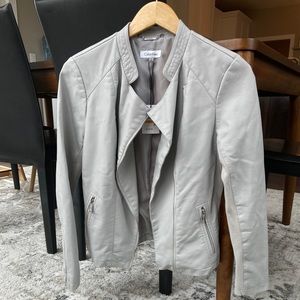 Small Calvin Klein Light Grey Faux Leather Jacket - with Tags